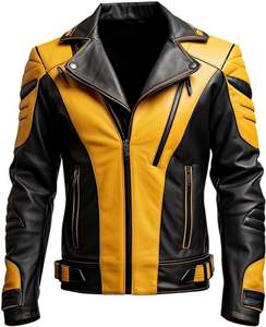 Chaqueta de motorista de cuero real transpirable con cremallera para hombre con forro negro acolchado y bolsillos interiores exteriores OEM al por mayor 2024 - Product Image 1