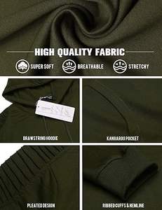 Pull-over décontracté à manches longues pour hommes 100% coton de haute qualité écologique tricoté col à capuche cordon de serrage solide - Product Image 5