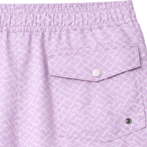 Shorts de Baño Reciclados para Hombre, Color Lila, Diseño Abstracto de Laberinto, Secado Rápido, con Cintura Elástica, Cordón y Bolsillos - Product Image 4