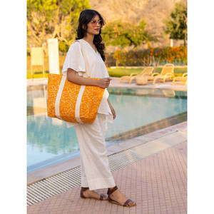 Bolso Tote Grande de Pana con Estampado a Mano para Mujer, Bolso de Mano Ligero con Bordado para Uso Diario - Product Image 2