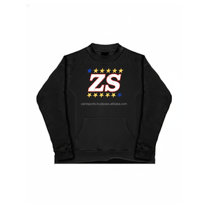 Sudadera de mezcla de poliéster y algodón 365 GSM de alta calidad, tela cálida acogedora, logotipo bordado personalizado, sudaderas básicas Unisex negras - Product Image 1