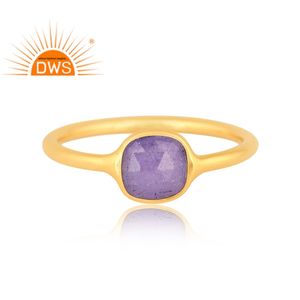 Meilleure vente Bague empilable en argent sterling plaqué or 18 carats avec pierre précieuse de tanzanite naturelle Demi fabricant de bijoux fins - Product Image 2