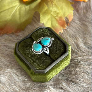 Southwest Handmade Kingman Turquoise Sterling <b>Silver</b> <b>Ring</b> Size 6.25 <b>Dainty</b> Natural Stone Jewelry - Product Image 4