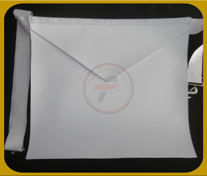 Tablier en cuir personnalisable pour hommes, ruban brodé, tissu blanc uni, fond de teint, broderie à l'aiguille - Product Image 4