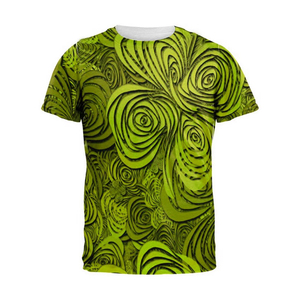Camiseta con estampado en espiral abstracto verde, camiseta informal de manga corta para hombre - Product Image 2