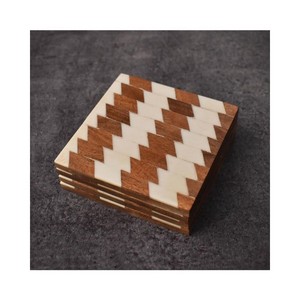 Square (<b>Set</b> of ) Resin <b>Coaster</b> with Holder Handmade Art Cutting Multifunctional Acacia square Wooden <b>coaster</b> - Product Image 3