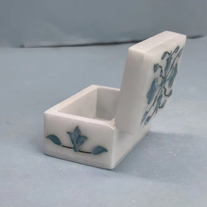 Joyero de mármol azul al por mayor con trabajo de incrustación elegante | Organizador decorativo de lujo para joyería de mujer - Product Image 2