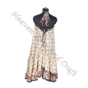 SD014 femmes été Boho Hippie Vintage soie licou robe recyclé Saree longue robe de soirée pour les filles - Product Image 2