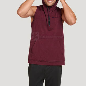 <b>Men's</b> XL Hooded Pullover <b>Hoodie</b> Custom <b>Sleeveless</b> Design Cotton Polyester Solid Print Pattern Winter Breathable Plain Dyed Best - Product Image 3