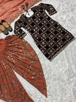 Desain Baru yang Modis, Bordir Berat, Gaya Etnik India Punjabi Bollywood, Dhoti Salwar Kameez Wanita untuk Musim Panas/Dingin