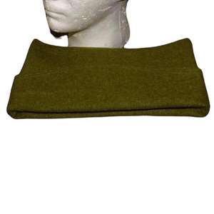 khaki wool Scottish Tam o' Shanter hat with a tartan patch and a pom-pom - Product Image 6
