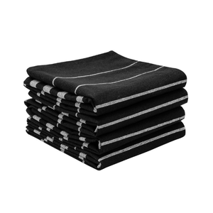 Toallas de cocina bordadas antibolitas de secado rápido con certificado GOTS de algodón hilado con anillo estilo GOLF brillante a rayas con cierre grisáceo oscuro - Product Image 5