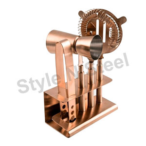 Juego de barra Premium de cobre popular de acero inoxidable, juego de barra, juego de barman de acero inoxidable de color cobre martillado - Product Image 2