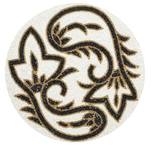 Tema de pescado negro comedor con cuentas redondo Mantel Individual mesa de comedor esteras de lujo corredor decorativo hecho a mano para uso en fiesta de boda - Product Image 1