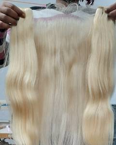 Extensiones de cabello de trama a granel de rubio virgen indio Cabello sedoso y crudo Temple Blonde Hair Style - Product Image 6
