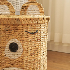 Wholesale Versatile Multifunctional Large Bedroom Use Water Hyacinth Laundry Hamper Storage Basket <b>Lids</b> Versatile Bags Baskets - Product Image 5
