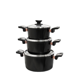 MEILLEUR VENDEUR 2024 ACCESSOIRES DE CUISINE EN ALUMINIUM SUPER DURABLE ULTRA TITANIUM ANTIADHÉSIF ENSEMBLE DE 3 POTS SUNHOUSE - Product Image 1