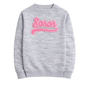 เสื้อสเวตเชิ้ตคอกลม Heather Grey Soror สีชมพูและสีเขียว สำหรับสตรี นักศึกษาหญิง  สไตล์ลำลอง  สำหรับฤดูหนาว  พร้อมตราสัญลักษณ์ - Product Image 3