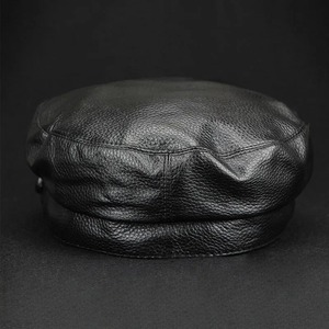 Sombrero de visera Retro de cuero de vaca Real de otoño para Hombres estilo británico gorra de vendedor de periódicos de Grado Superior moda de calle sombrero de cubo de tacto suave para mujeres - Product Image 4