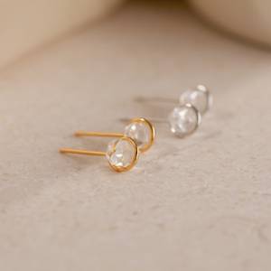 ต่างหูเม็ดเพชรต่างหู925เงินทองชุบเงินต่างหูคริสตัลเฮอร์คิเมอร์ของขวัญอัญมณีสำหรับเธอ - Product Image 1