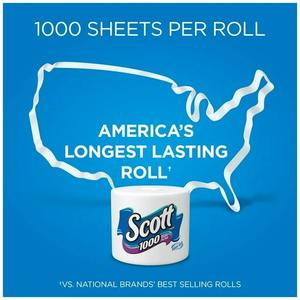Scott 1000 Sheets Bathroom Tissue, <b>Toilet</b> Paper, 8 <b>Rolls</b> - Product Image 2