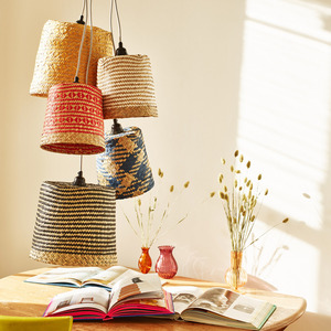 โคมไฟต้นปาล์มชนิดหนึ่งโคมไฟแขวนเพดานหญ้าทะเลธรรมชาติโคมไฟแขวนทำจากฟางสำหรับขายส่งจากเวียดนาม - Product Image 5