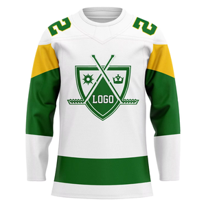 Maillot de hockey sur glace personnalisé avec logo, blanc, orange, vert, jaune, rouge, rayé, uniforme d'équipe, entraînement athlétique pour hommes, pratique sportive - Product Image 2