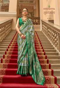 Vente en gros de saris fantaisie en satin catalogue complet disponible au tarif de gros collection de vêtements de mariage et de fête - Product Image 3