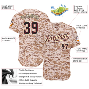 Camiseta de béisbol con nombre de equipo personalizado, ropa de verano con cierre de botón, camisetas de béisbol hechas de LICRA de camuflaje, OEM - Product Image 4