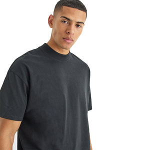 Camiseta de Algodón Grueso de 230 Gramos, Color Gris Oscuro, Manga Corta, Silueta Holgada con Hombros Caídos, Cuello Redondo, Estampado, 100% Algodón Teñido en Hilo - Product Image 2