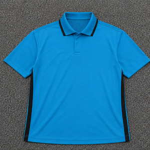 Men <b>Blue</b> Short Sleeve <b>Polo</b> <b>Shirt</b> Solid Color Knitted Quick Dry Regular Fit - Product Image 1
