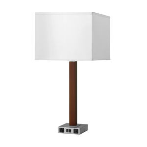Venta caliente Classic Hotel Prestige Straight Square White Linen Pantalla Lámpara de mesa doble con <span class=keywords><strong>2</strong></span> salidas 1 USB Two Light - Product Image 3