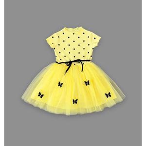 Vestito da ragazza foderato con gonna a farfalla a pois