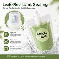 Pochettes souples transparentes à bec verseur de petit calibre pour matcha, emballage portable avec autocollant