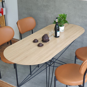 Table à manger ovale en bois de style européen moderne antique CBBA117, ensemble contemporain 4 places avec chaises pour la maison - Product Image 3