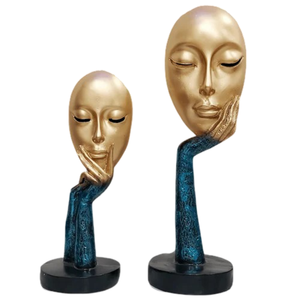 Sculptures artistiques de main et de visage de statue de penseur en métal de qualité supérieure pour la décoration moderne de la maison et du salon - Product Image 4