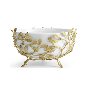 Vente en gros et Fournisseurs Bol de service de luxe en acier inoxydable avec pièce de conception de feuille au meilleur prix - Product Image 4