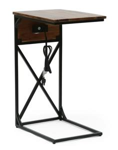 Ensemble de 3 tables gigognes en bois d'acacia artisanal industriel moderne avec port de charge, cadre en fer, écologique, durable, noir naturel - Product Image 1