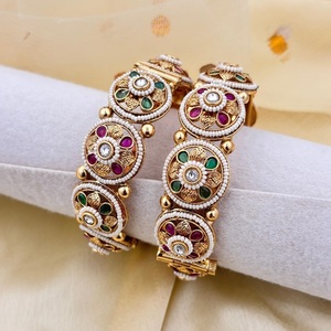 Elegant Pair of Traditional Brass Kada <b>Bangles</b> Jewelry <b>Set</b> for Women & Girls-Wedding Gift for Celebrations - Product Image 1