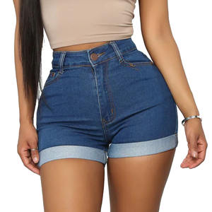 Shorts de mezclilla para mujer a precio asequible, de color sólido, corte recto, talla grande, elegantes, de alta calidad, 100% algodón. - Product Image 1