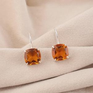 Handmade Citrine Stud Earrings Gold Plated Sterling Silver Cute Design November Birthstone Jewelry Gift for Women Anniversary - Product Image 6