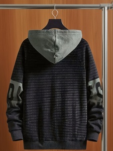 Sweat à capuche zippé à manches longues avec bloc de couleurs pour hommes - Product Image 2