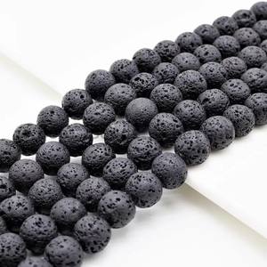 สายลูกปัดหินลาวาสีดำธรรมชาติขนาด4มม. รับประกันคุณภาพ AAA อินเดีย - Product Image 1