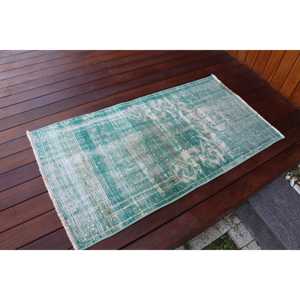 Petit tapis turc 2,2x4,1 pieds, tapis en laine camouflage vert vintage - Product Image 2