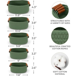Handmade Green Basket Stylish <b>Bathroom</b> Storage For Toiletries Skincare <b>Towels</b> And Everyday Organization Wholesale From India - Product Image 5
