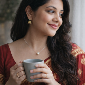 สร้อยคอเงินแท้ 925 น้ำหนักเบา 1.8 กรัม ประดับมุก - Product Image 3