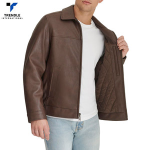Best Selling High Street Long <b>Thin</b> Leather <b>Jacket</b> Low MOQ Winter New Arrival <b>Waterproof</b> Breathable Stand Collar Front Logo - Product Image 4