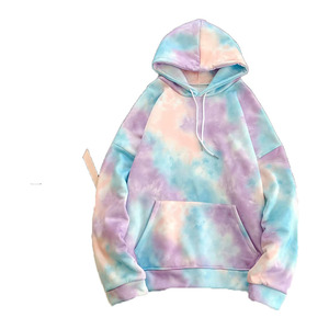AutumnWinter ODM Tie Dye Hoodie para mujer Tela de algodón con logotipo frontal Estampado suelto Con capucha Fleece Estilo formal Sudaderas con capucha - Product Image 6