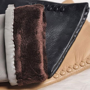 Gants en cuir de mode pour femmes de haute qualité, personnalisés, OEM, doublés de laine, coupe-vent, chauds, pour l'extérieur - Product Image 4