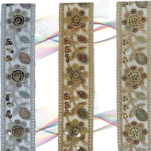 Elegante borde de encaje de Organza de tejido bordado de 9 metros, borde de encaje nupcial de lujo para vestidos de hecho a mano de saris Lehengas, bolsos de lujo - Product Image 1